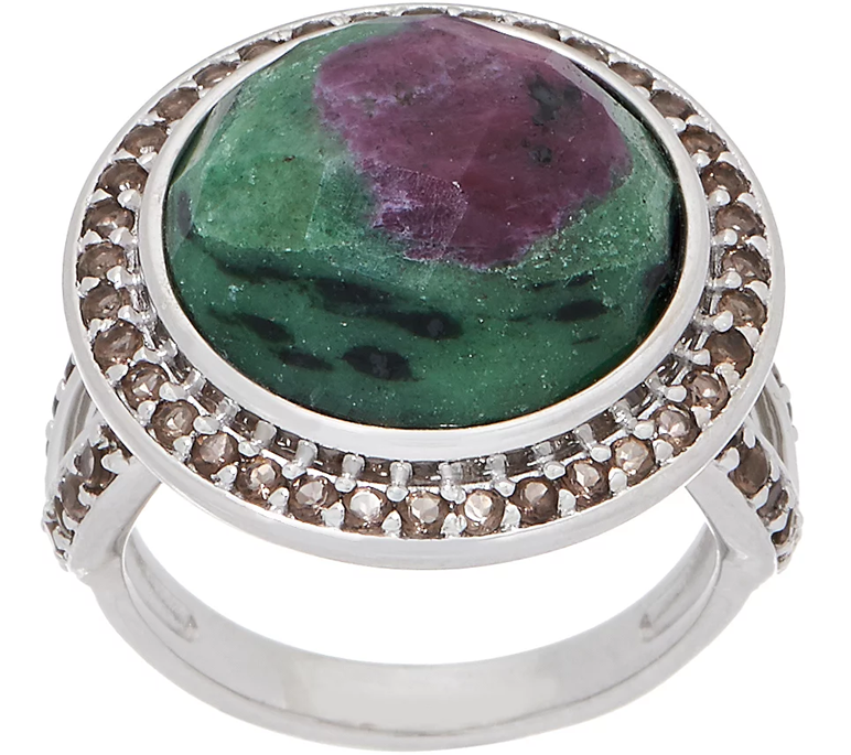 Sterling Silver Ruby Zoisite Ring Size 8