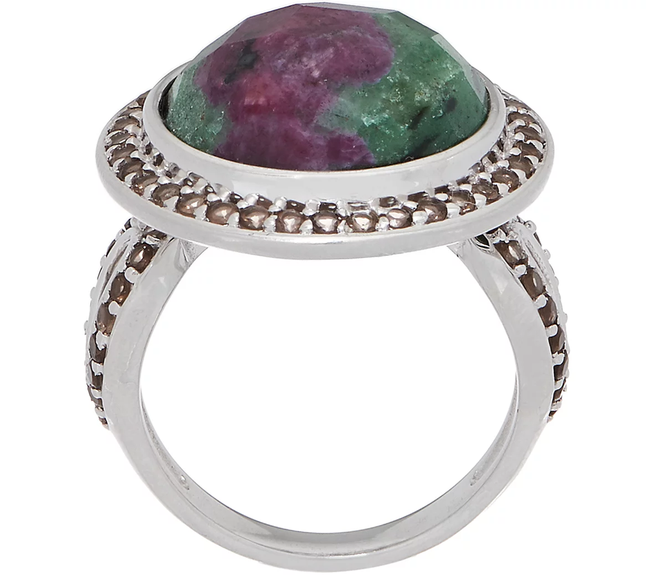Sterling Silver Ruby Zoisite Ring Size 8
