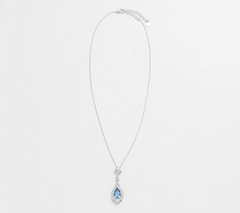 DMQ Sterling Siver Simulated Light Blue Topaz Pendant w/Chain 16"