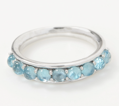 Affinity Gems Cabochon Blue Topaz Gemstone Sterling Silver Band Ring, Size 6