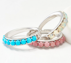 Affinity Gems Sterling Silver Cabochon Rhodonite Gemstone Band Ring, Size 8