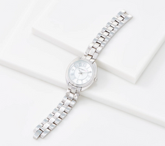 Isaac Mizrahi Live! Silver Tone Classic Tonneau Metal Link Watch