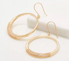Gold-Over Sterling Silver White Topaz Circle Earrings by Silver Style