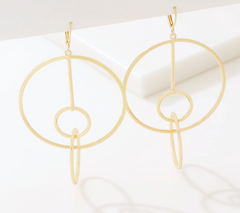 Joan Rivers Set of 2 Golden/Silver Triple Circle Drop Earrings