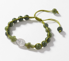 Connemara Marble Adjustable Bracelet with Cross Beads