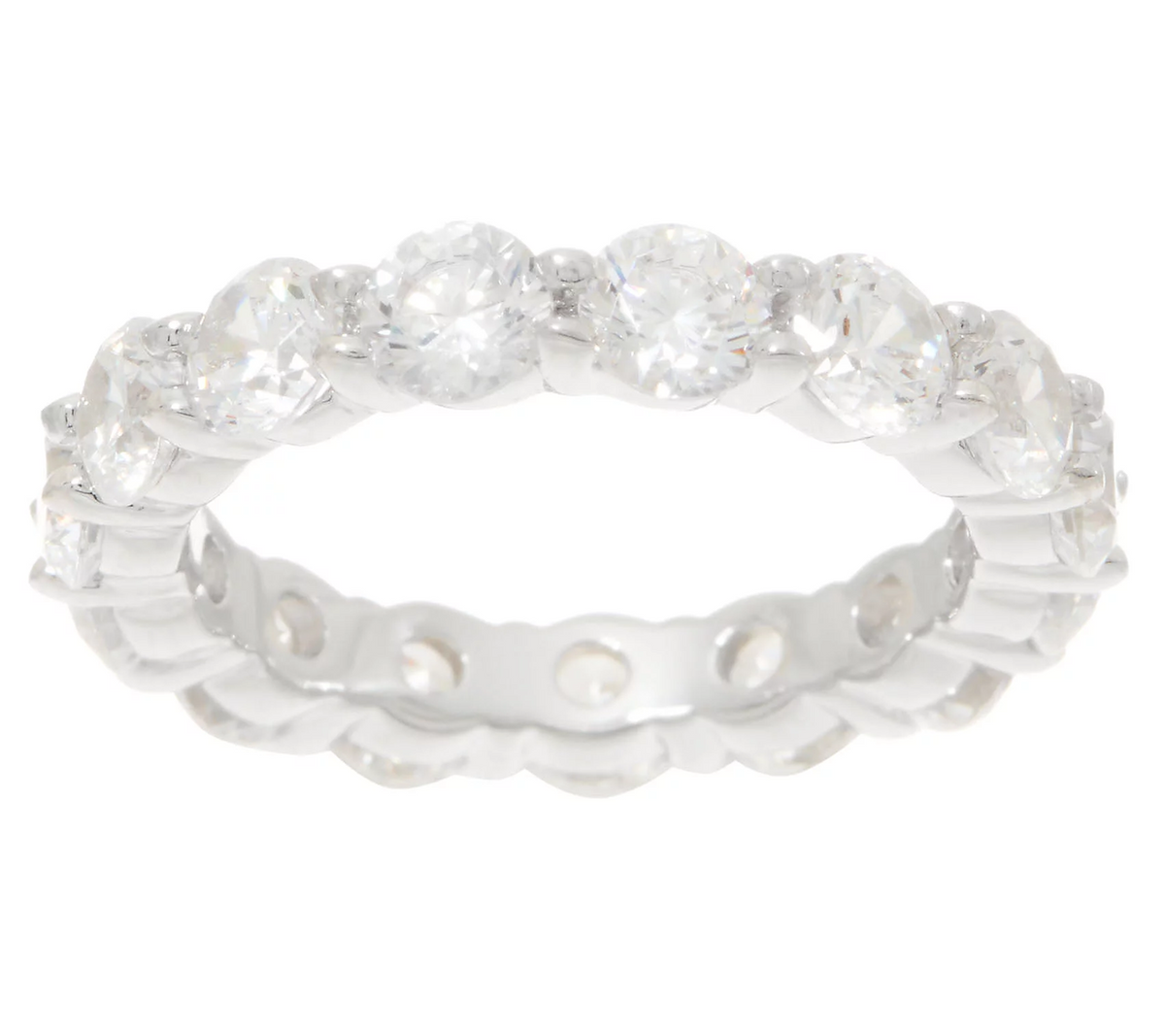 Diamonique Sterling Silver Round Eternity Band Ring, Size 8