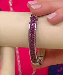 QVC Round Rhodolite Gem Hinged Cuff Sterling Silver Bracelet, Small; 6-3/4"