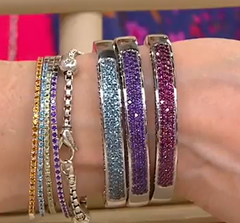 QVC Round Rhodolite Gem Hinged Cuff Sterling Silver Bracelet, Small; 6-3/4"