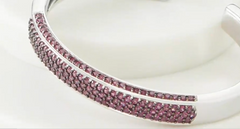 QVC Round Rhodolite Gem Hinged Cuff Sterling Silver Bracelet, Small; 6-3/4"