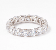 Diamonique Platinum Clad Silver Round Cut Eternity Band Ring Size 9