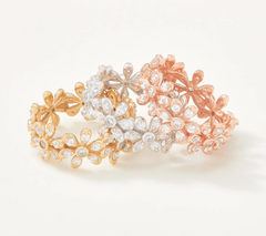 Diamonique Rosegold-Clad Sterling Silver Floral Eternity Band Ring Size 8