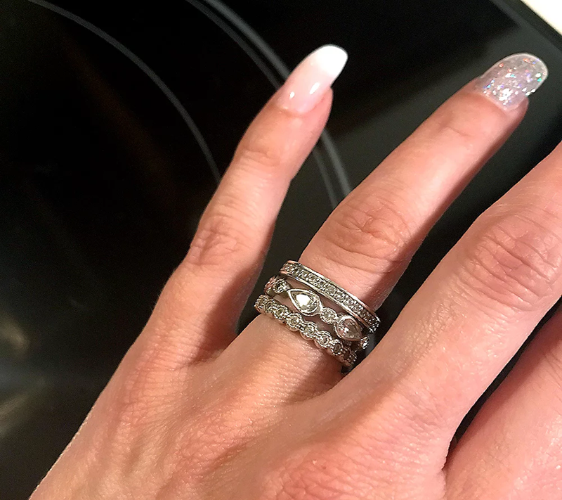 Diamonique Sterling Silver Set of 3 Stackable Rings Size 9