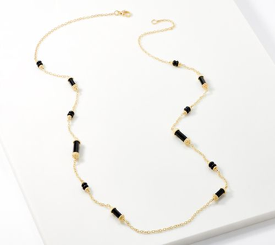 JUDITH Verona 14K Gold Clad Black Onyx Gemstone Necklace