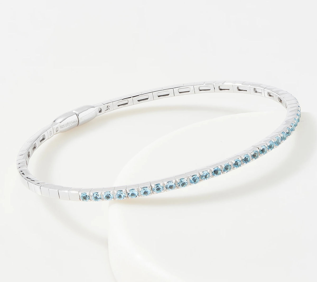 Affinity Gems Blue Topaz Bangle Bracelet, 1.00 cttw, Sterling Silver, 8"