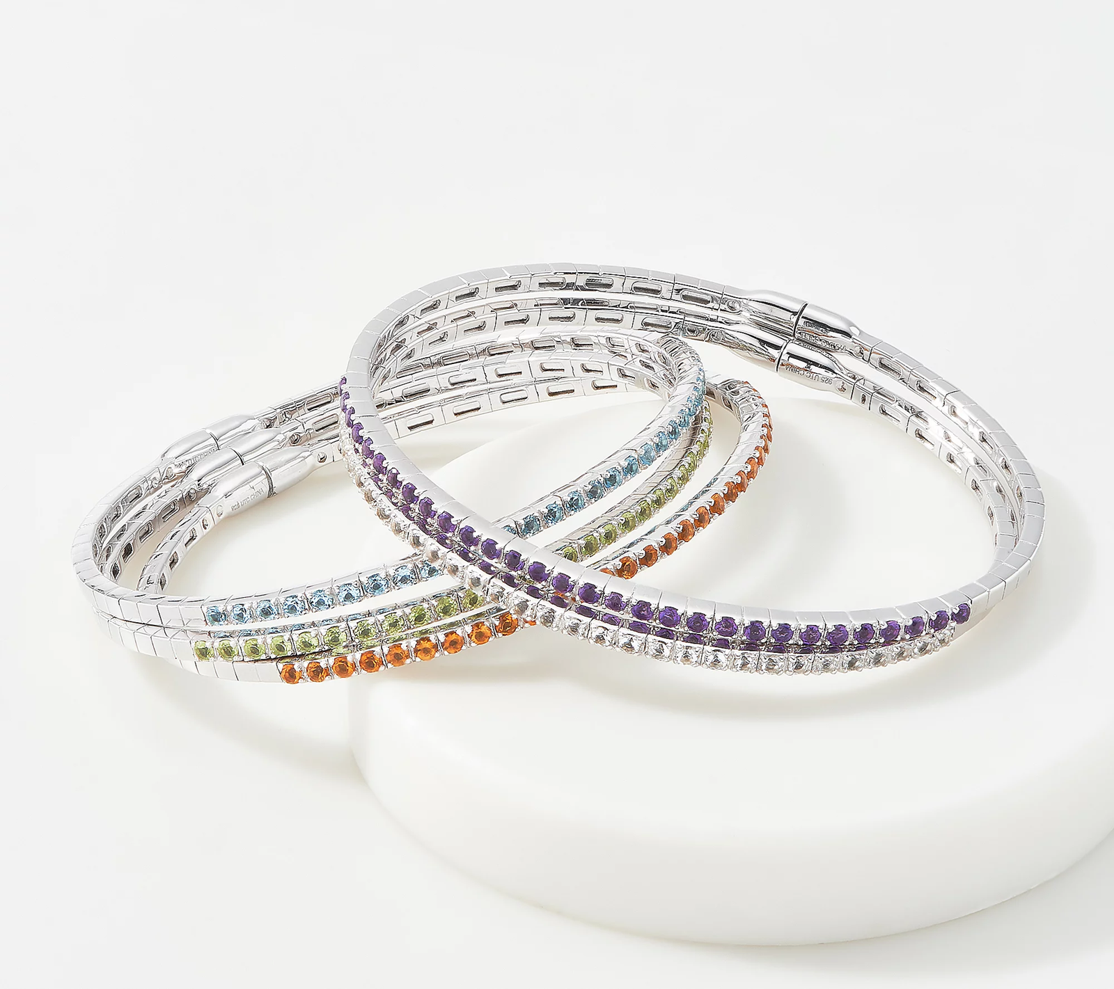 Affinity Gems Sterling Silver Bangle Bracelet, Citrine, Large