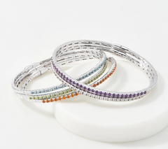 Affinity Gems Sterling Silver Bangle Bracelet, White Topaz, 7-1/4