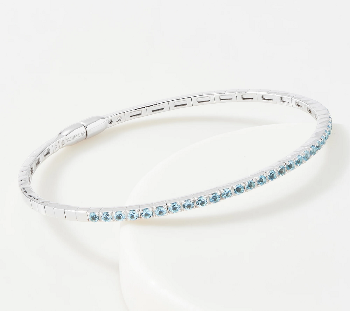 Affinity Gems Sterling Silver Bangle Bracelet, Blue Topaz, Small