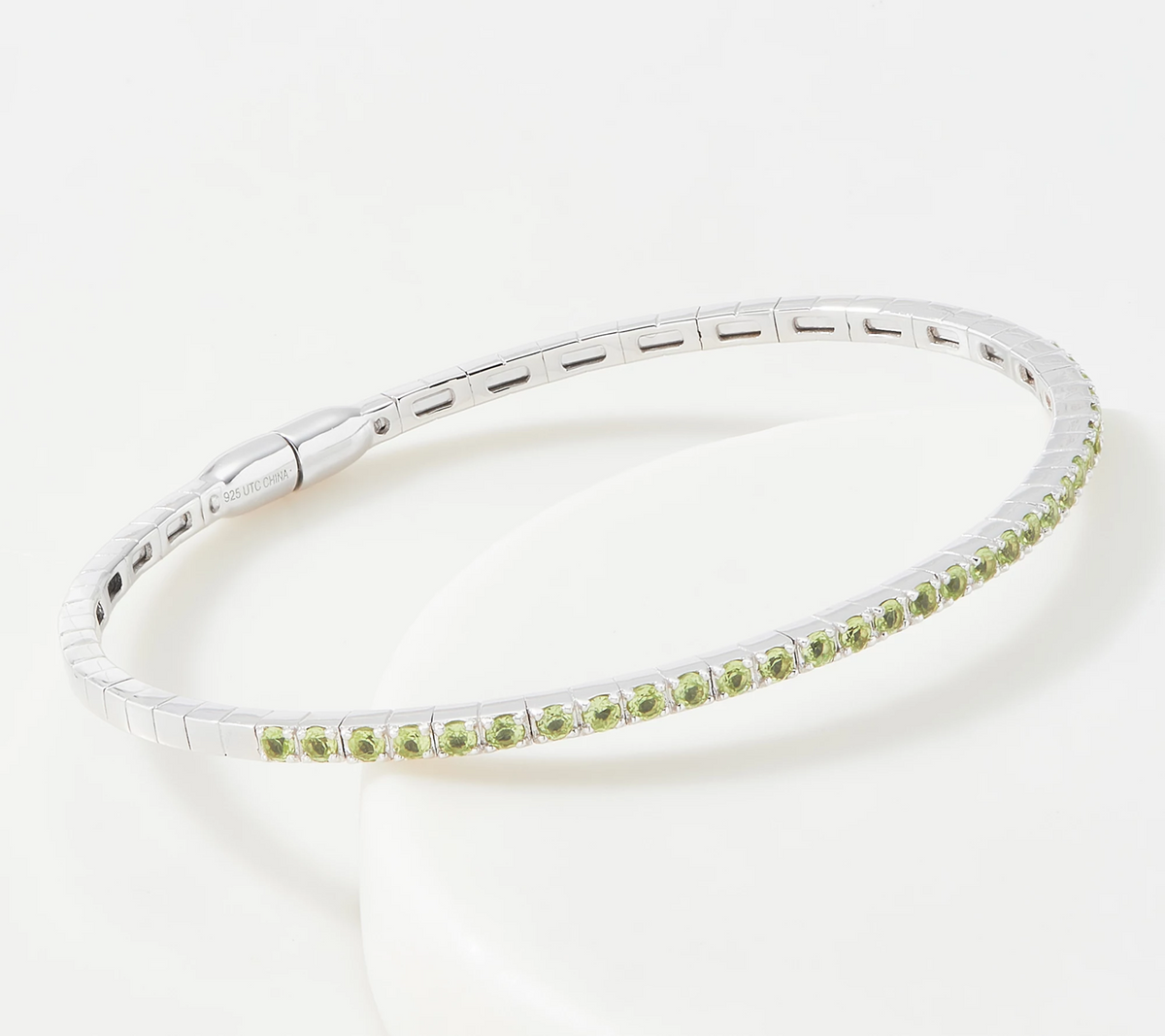 Affinity Gems Peridot Sterling Silver Bangle Bracelet Small