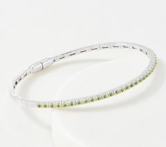 Affinity Gems Peridot Sterling Silver Bangle Bracelet Small