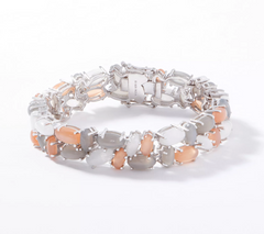 Affinity Gems Sterling Silver Multi-Color Moonstone Bracelet,  6-3/4"