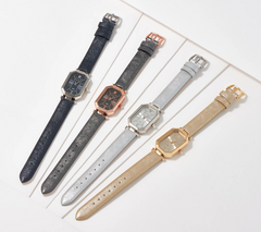 Isaac Mizrahi Live! Metallic Golden Leather Strap Octagon Watch