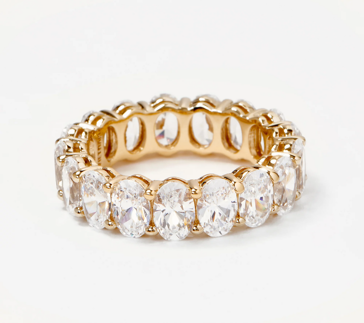 Diamonique 14K Gold Clad Oval Cut Eternity Band Ring, Size 5
