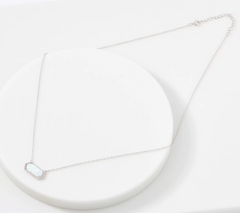 Diamonique Simulated Opal Pendant Necklace, Sterling Silver