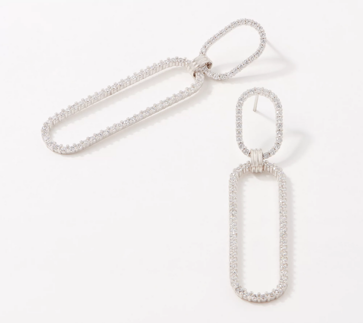 Diamonique Sterling Silver Single Link Statement Earrings