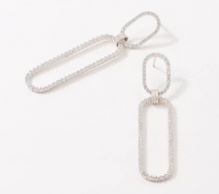 Diamonique Sterling Silver Single Link Statement Earrings