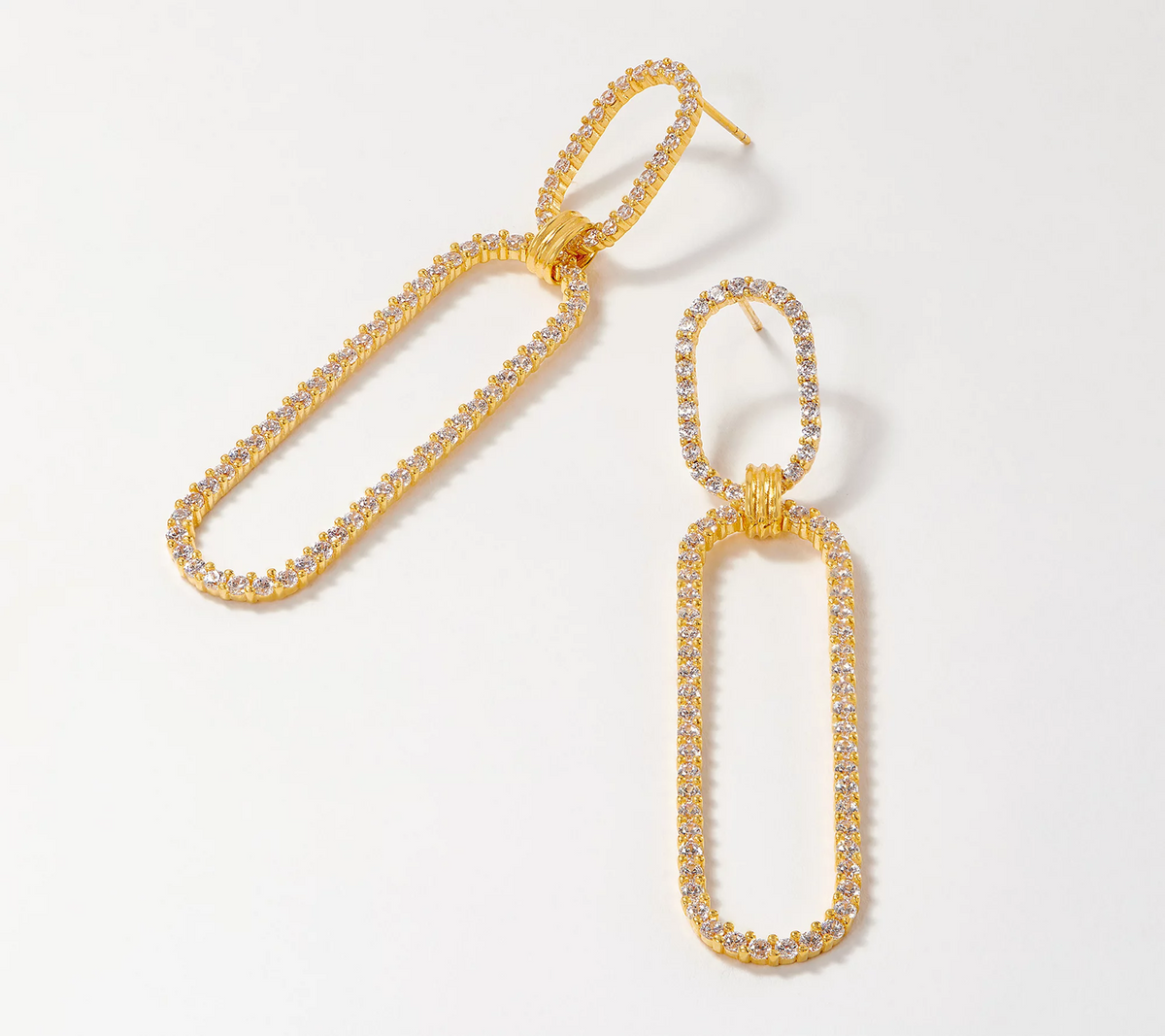 Diamonique Gold-Clad Sterling Silver Single Link Statement Earrings