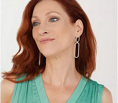 Diamonique Gold-Clad Sterling Silver Single Link Statement Earrings
