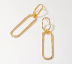 Diamonique Gold-Clad Sterling Silver Single Link Statement Earrings