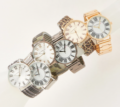 Isaac Mizrahi Live! Set of 2 Leopard Printed & Goldtone Metal Expansion Watches Avg
