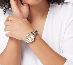 Isaac Mizrahi Live! Set of 2 Leopard Printed & Goldtone Metal Expansion Watches Avg