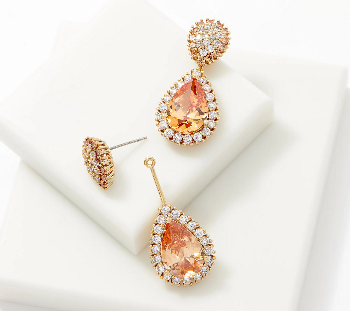 Grace Kelly Simulated Yellow Diamond Convertible Goldtone Earrings