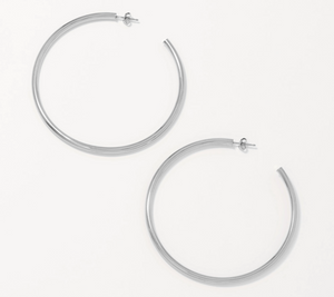 Sterling Silver Polished 2-1/2" Hoop Earrings By Silver Style