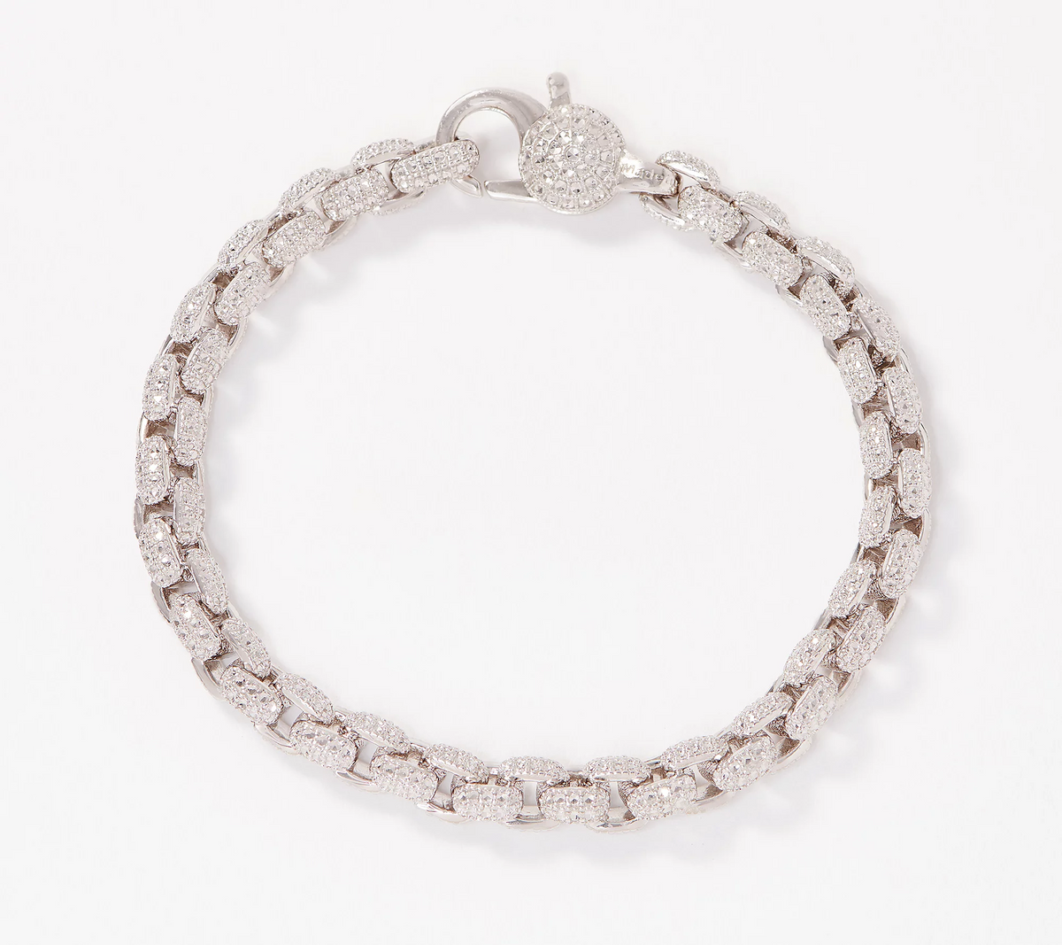 Sterling Silver Diamond-Cut Box Chain Bracelet, Size 7-1/4