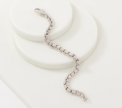 Sterling Silver Diamond-Cut Box Chain Bracelet, Size 7-1/4