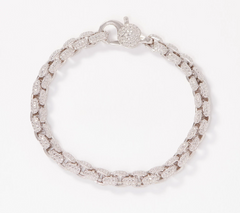 Sterling Silver Diamond-Cut Box Chain Bracelet, Size 7-1/4