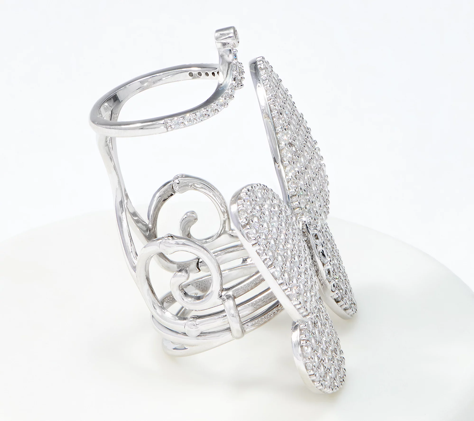 Diamonique Sterling Silver Flexible Moving Butterfly Ring Size 9