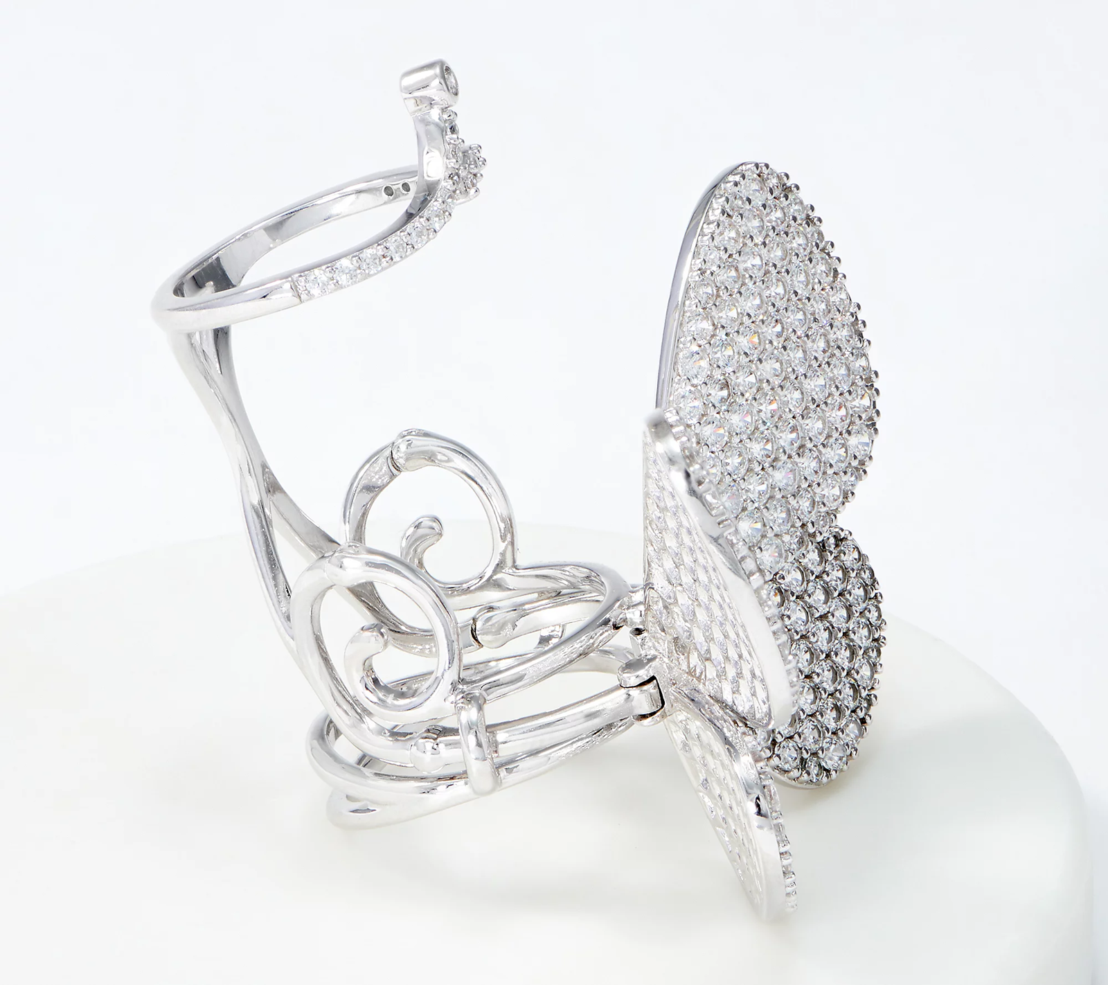 Diamonique Sterling Silver Flexible Moving Butterfly Ring Size 9