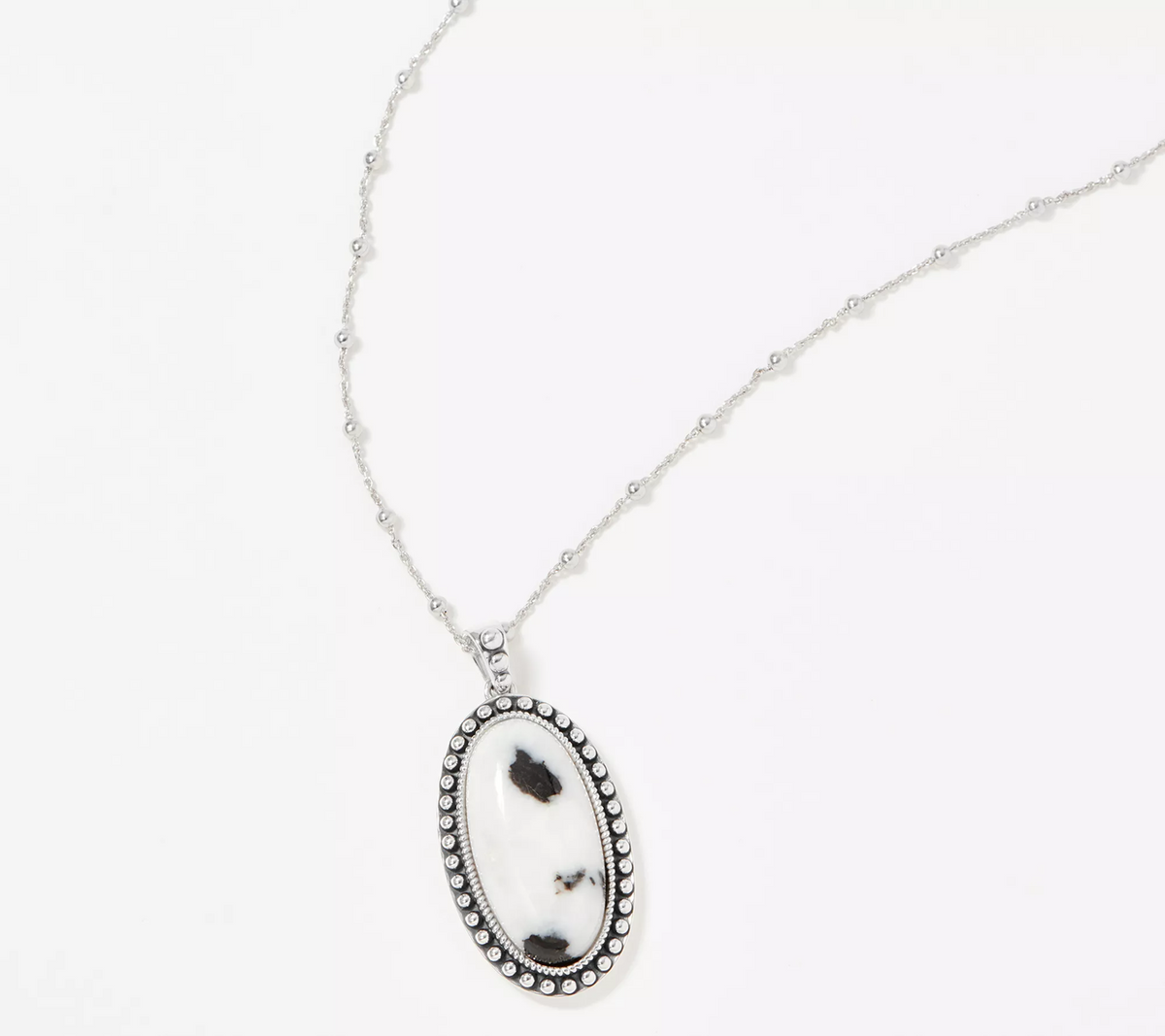 Generation Gems Oval Gemstone Cabochon Pendant w/Chain Sterling Silver, 18"L