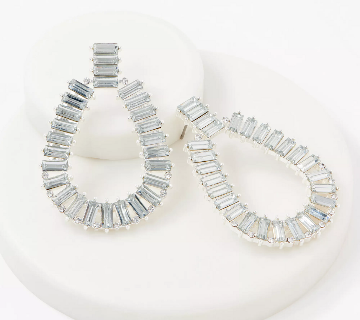 G.I.L.I. Marquise Simulated Diamond Silver Tone Hoop Earrings