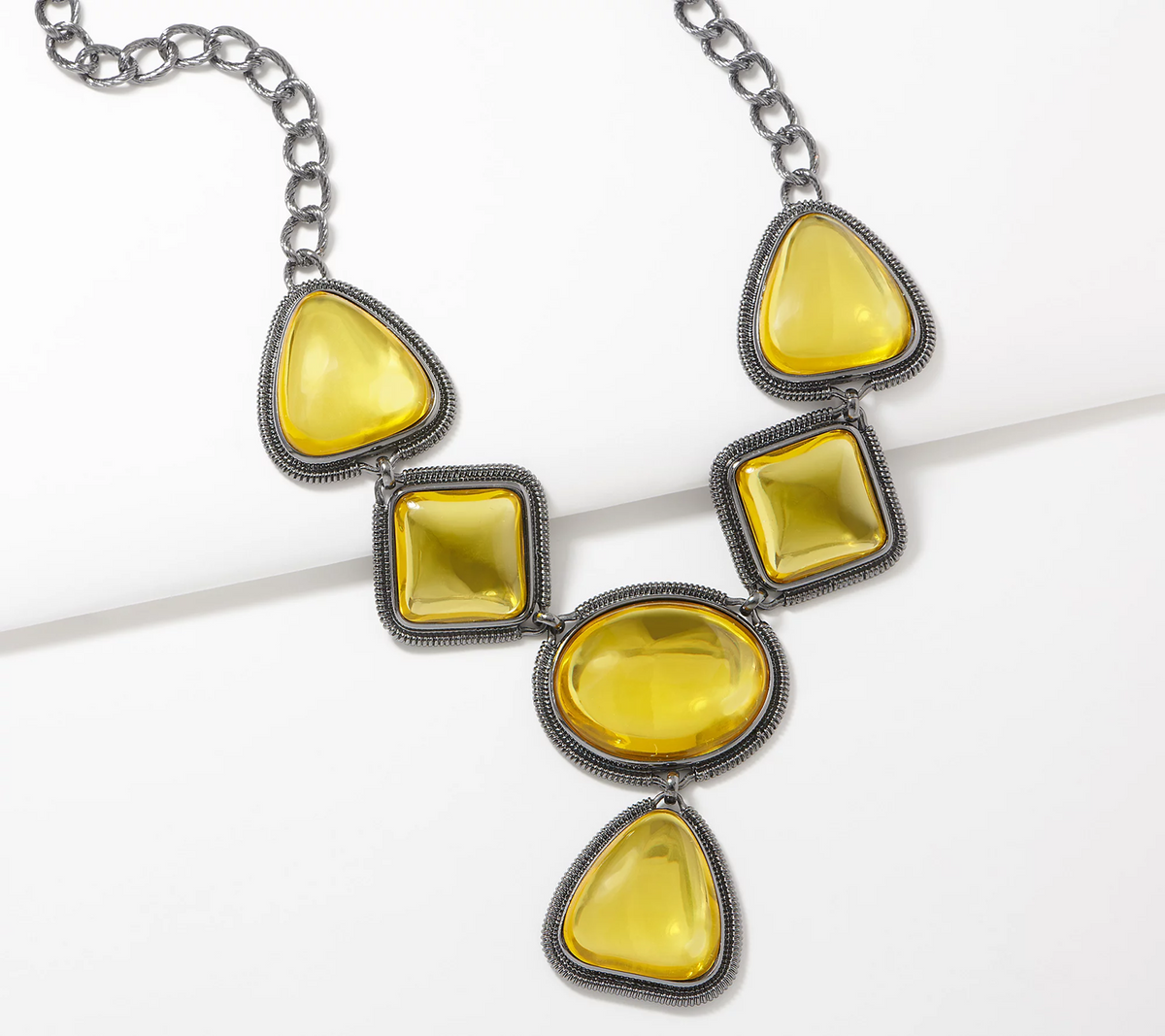 LOGO Links by Lori Goldstein Yellow Dazzle Gunmetal Necklace