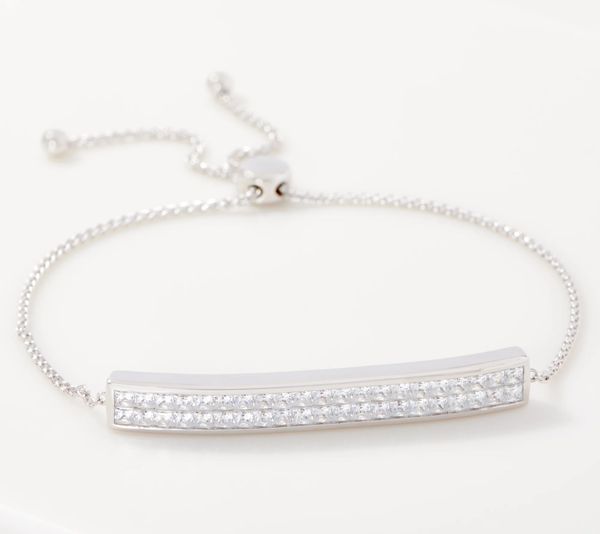 Diamonique Sterling Silver Princess Cut Invisible Set Bracelet