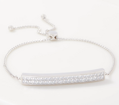Diamonique Sterling Silver Princess Cut Invisible Set Bracelet
