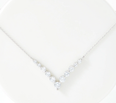 Diamonique V-Necklace Sterling Silver