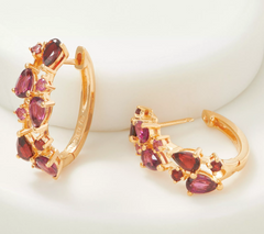 Affinity Gems Sterling Silver Goldclad Mixed Cut Garnet Hoop Earrings