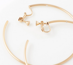 Vince Camuto 3" Clip-On Gold Tone Hoop Earrings