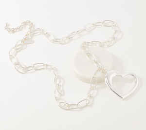 Attitudes by Renee Heart Silver Tone Necklace and Eyeglass Holder